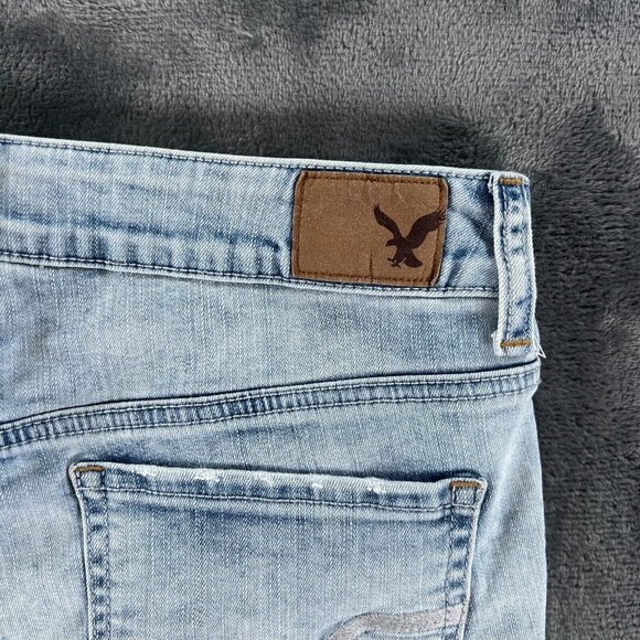 American Eagle Denim Jean Shorts Women 8 Rose Cut Off Hi-Rise Shortie Stretch - Picture 11 of 11